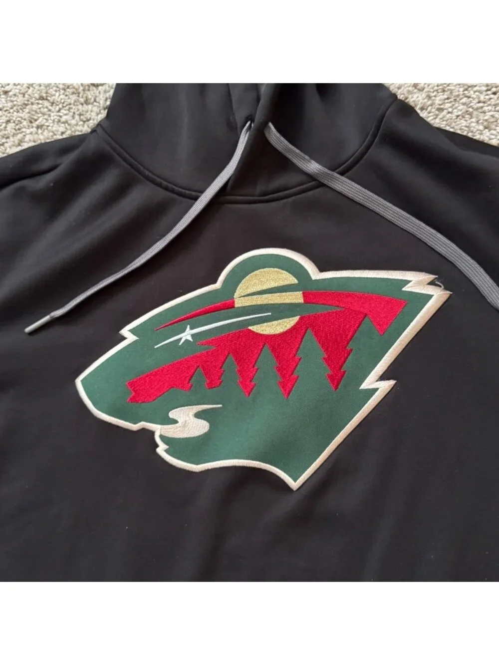 Minnesota Wild NHL Hoodie Adidas Climawarm Men's M Pullover Sweatshirt Black